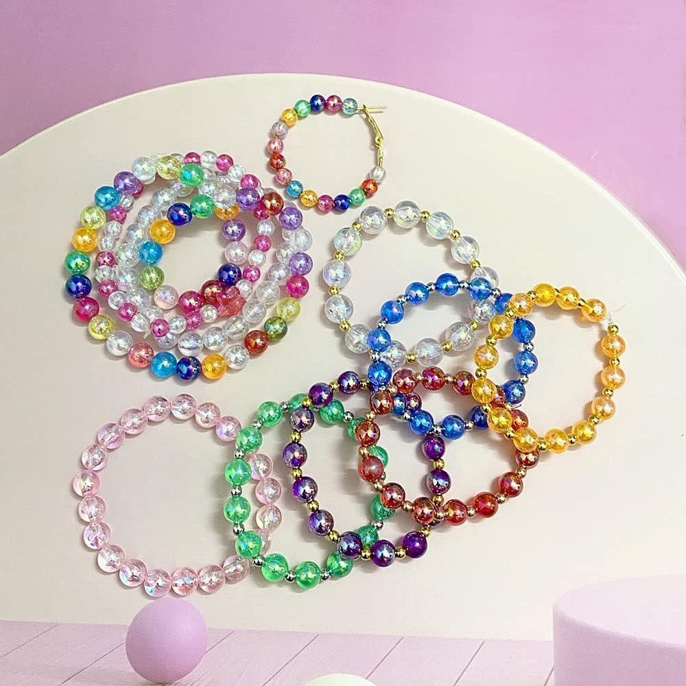 400 cuentas redondas acrílicas de color Ab, cuentas de plástico satinado transparente, surtidos de cuentas sueltas de colores, espaciadores para