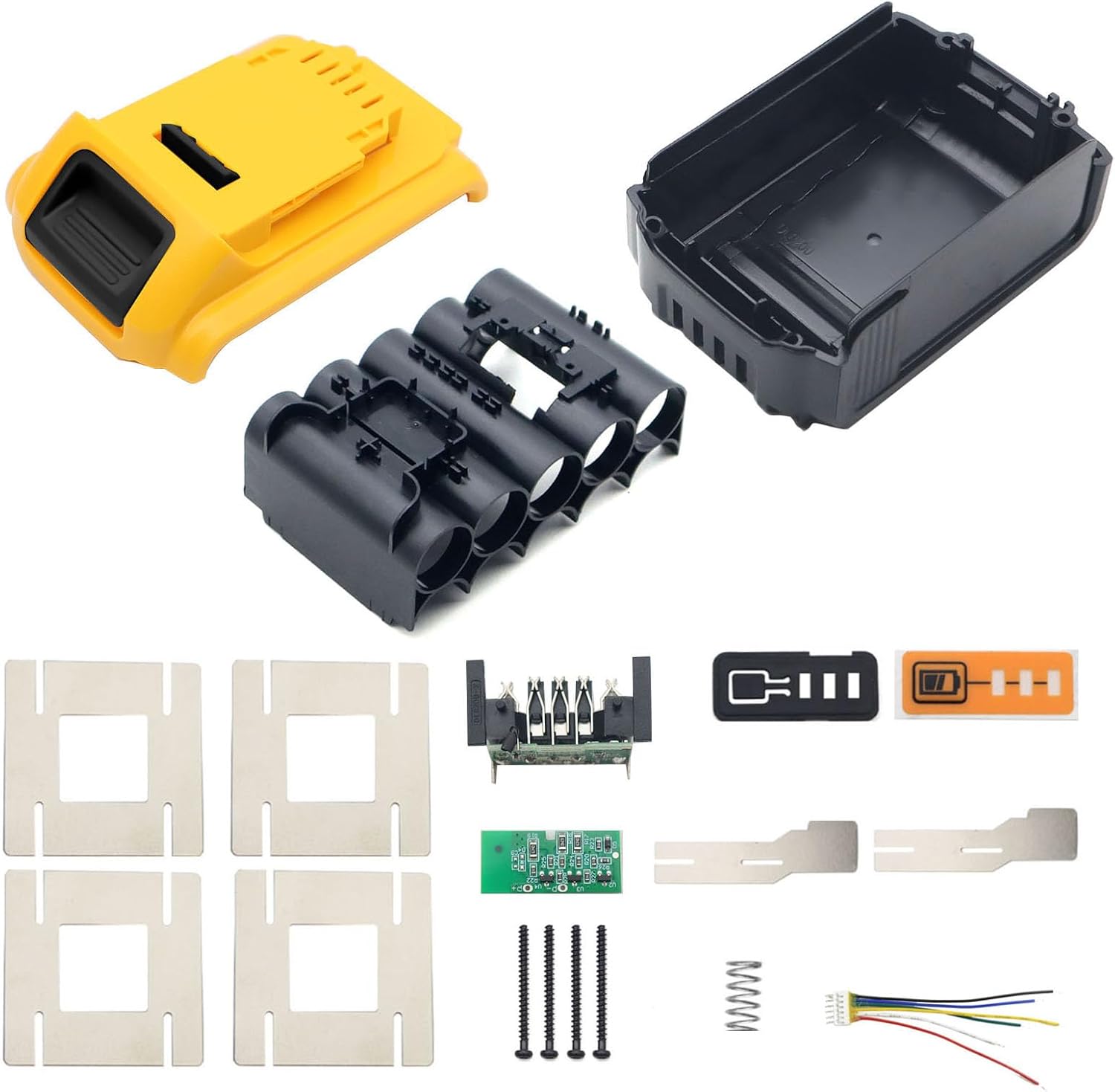 Aernair Piezas de repuesto de batería de plástico compatible con Dewalt 20V Max Battery DCB204 DCB205, kit de reconstrucción de caja de cubierta de