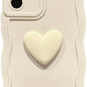 LYQZDT Funda compatible con Samsung Galaxy S22, bonita funda 3D de color sólido con forma de corazón de amor, marco de onda rizada, a prueba de LYQZDT Funda compatible con Samsung Galaxy S22, bonita funda 3D de color sólido con forma de corazón de amor, marco de onda rizada, a prueba de
