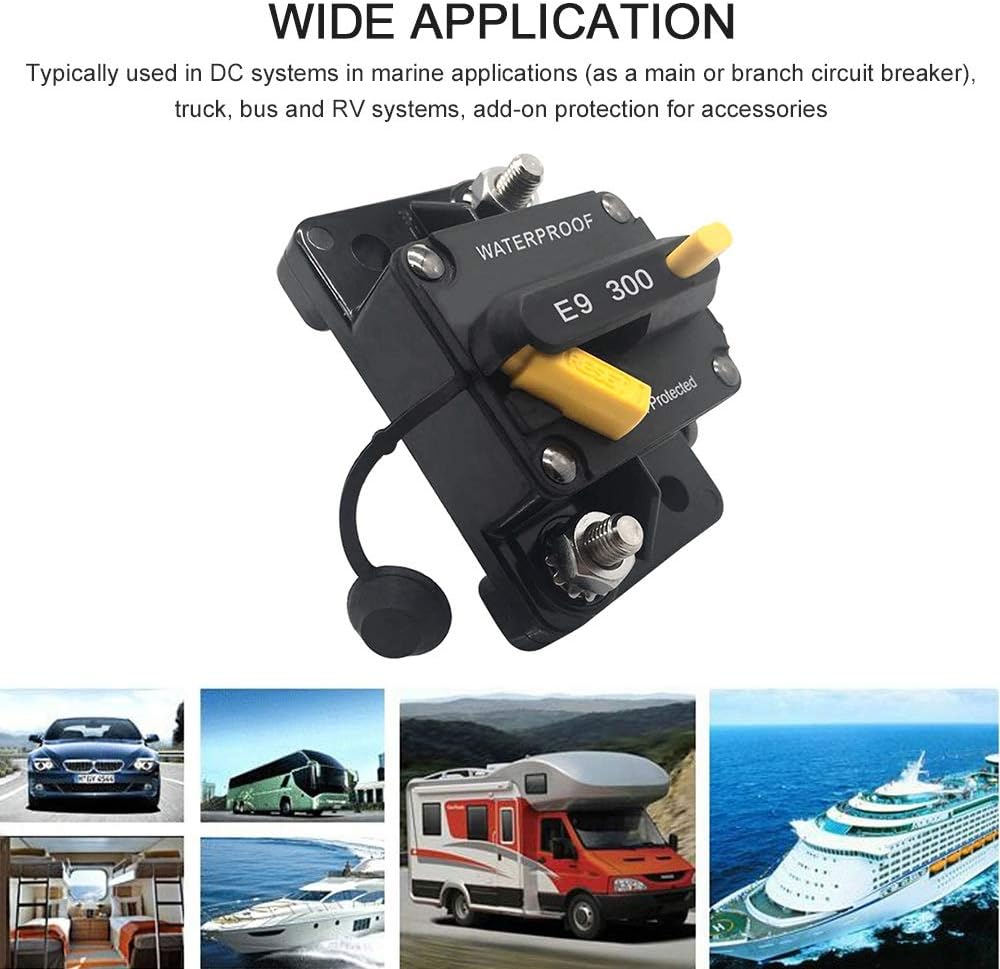 Disyuntor de 300 amperios 30-300 A con motor de arrastre de reinicio manual, terminal de audio para automóvil, barco, bicicleta, terminal de audio,