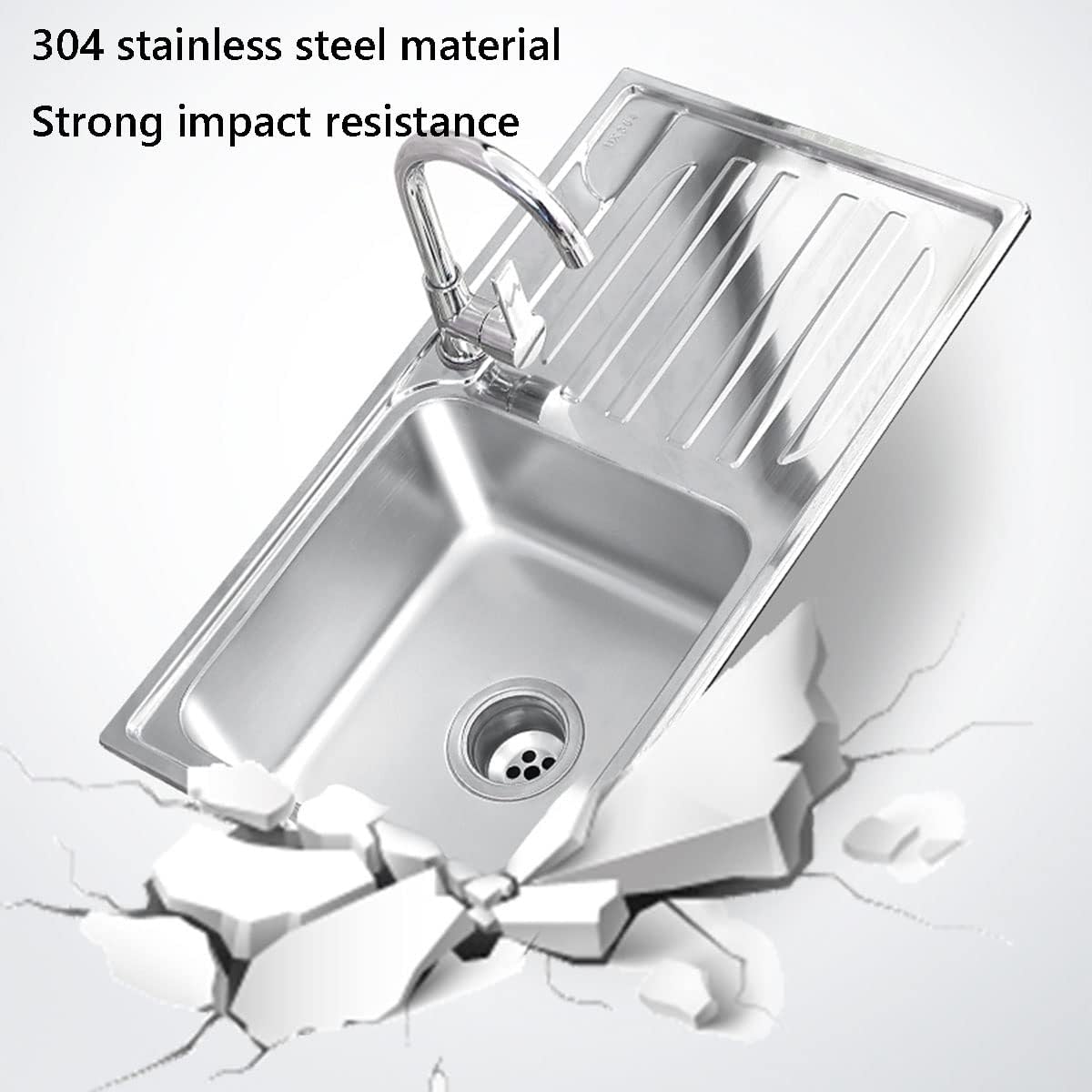 Fregadero de cocina independiente plateado de 30 pulgadas, fregadero de acero inoxidable para interiores y exteriores, lavabo de mano con banco de