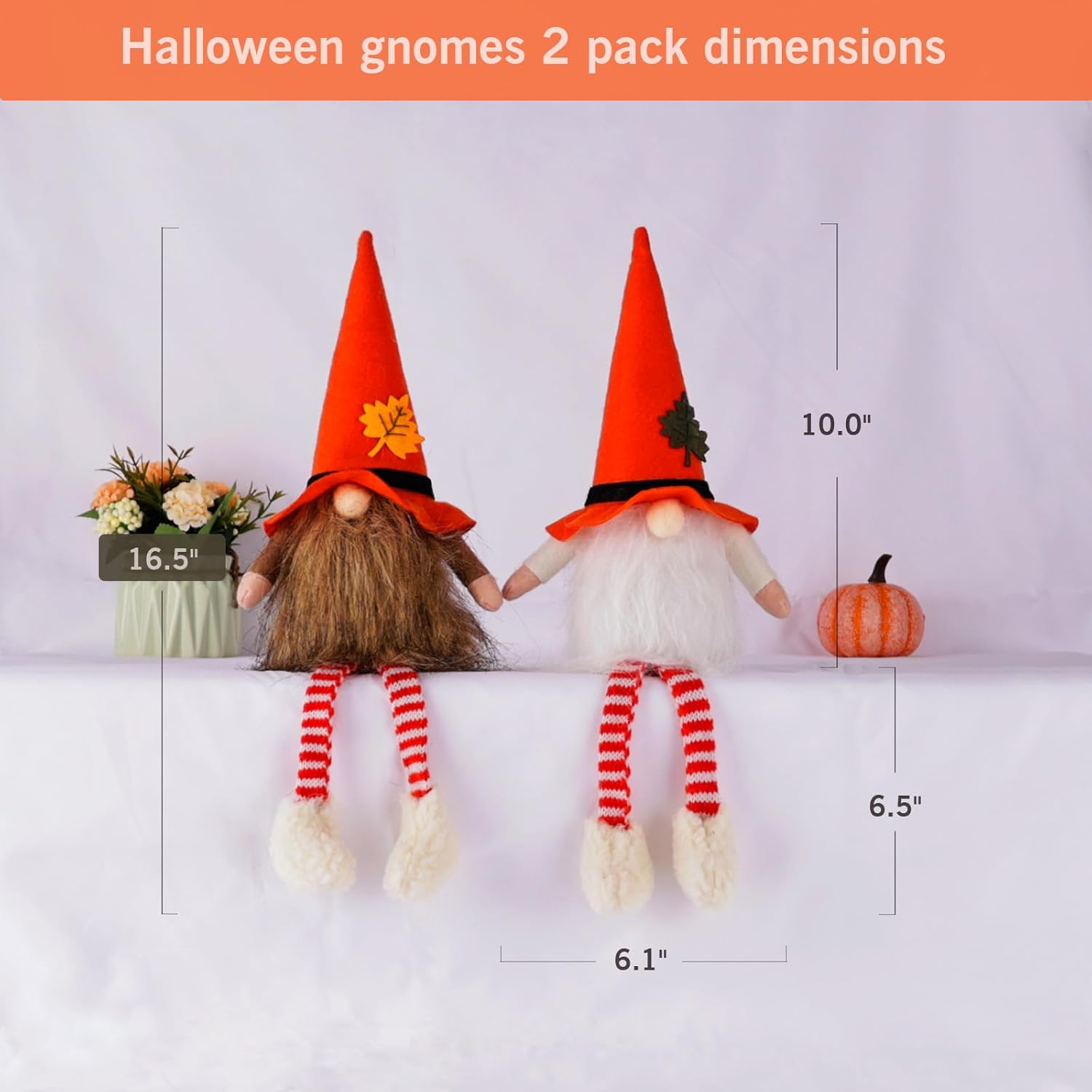 Fall Gnomes – Indoor Fall Thanksgiving Decorations for Home – Small Plush Gnomes with Legs Set of 2