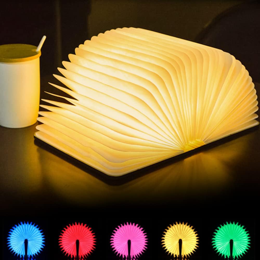 Lámpara de libro plegable novedad lámpara de mesa de madera portátil luz de escritorio LED linterna de papel con USB recargable para regalo