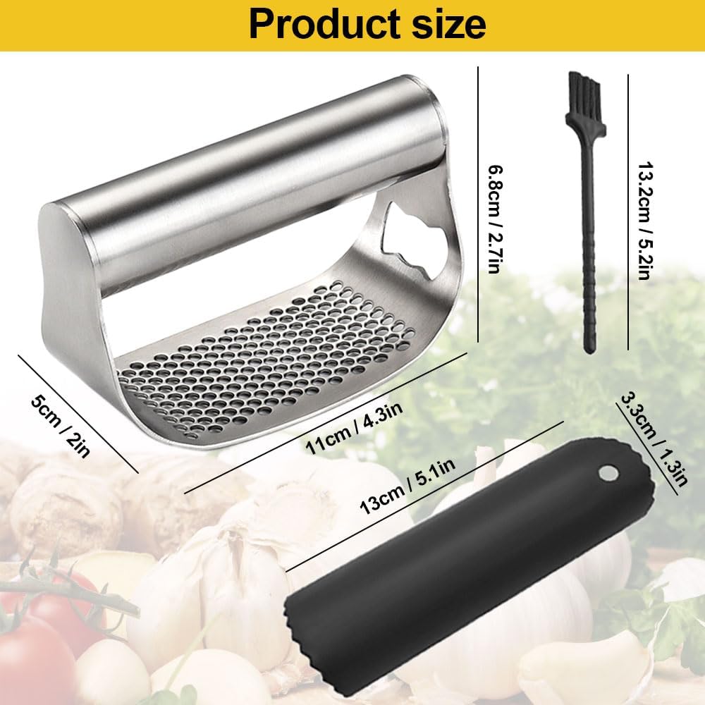 Stainless Steel Garlic Press, 2024 New Garlic Press Rocker Crusher Garlic Masher, Premium Sainless Steel Manual Garlic Presser Crusher Garlic (A)