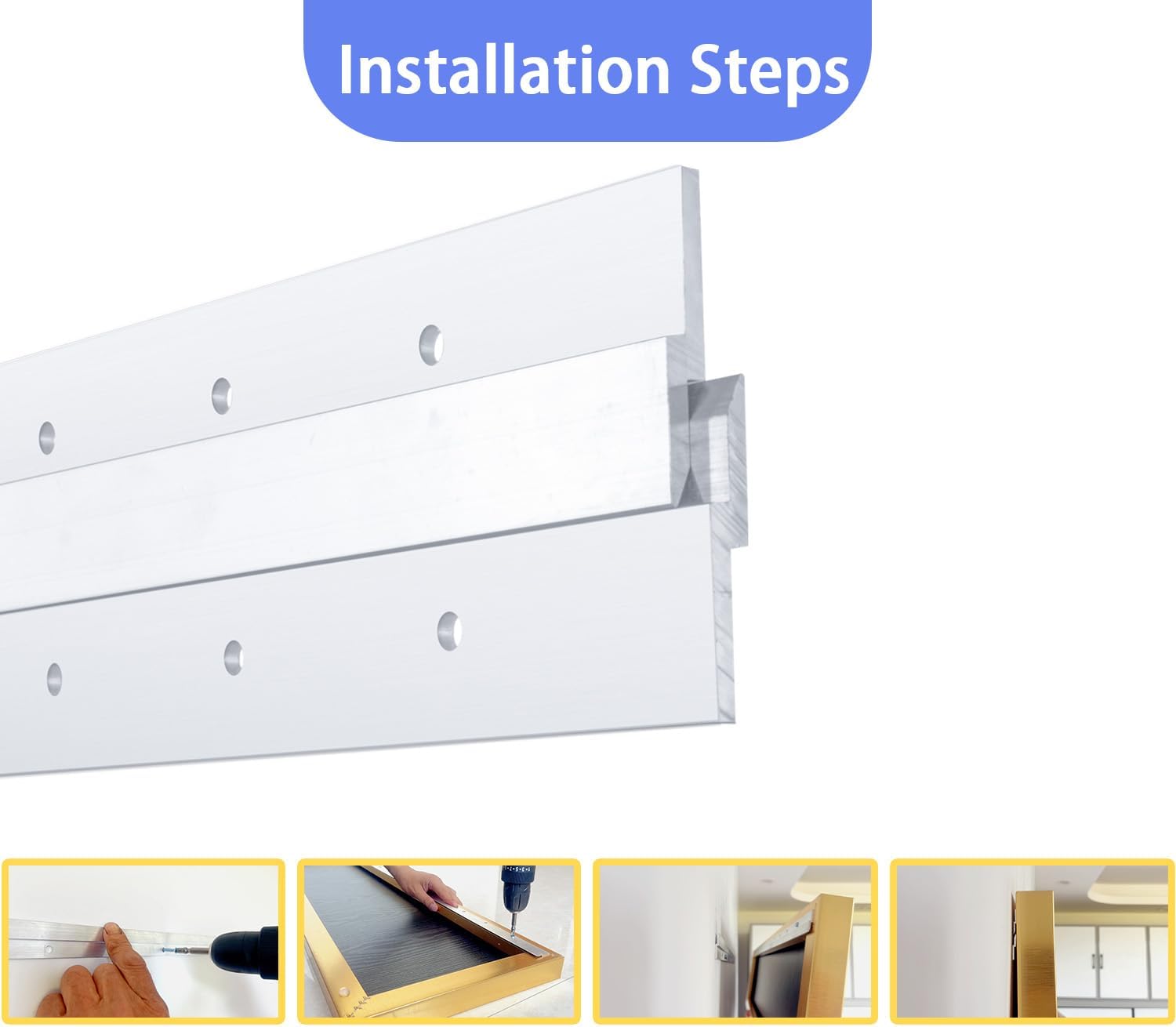 Tacos franceses de 18 pulgadas, soportes de montaje en pared de aluminio resistente para colgar fotos, espejo, estante, cabecera, panel o pizarra