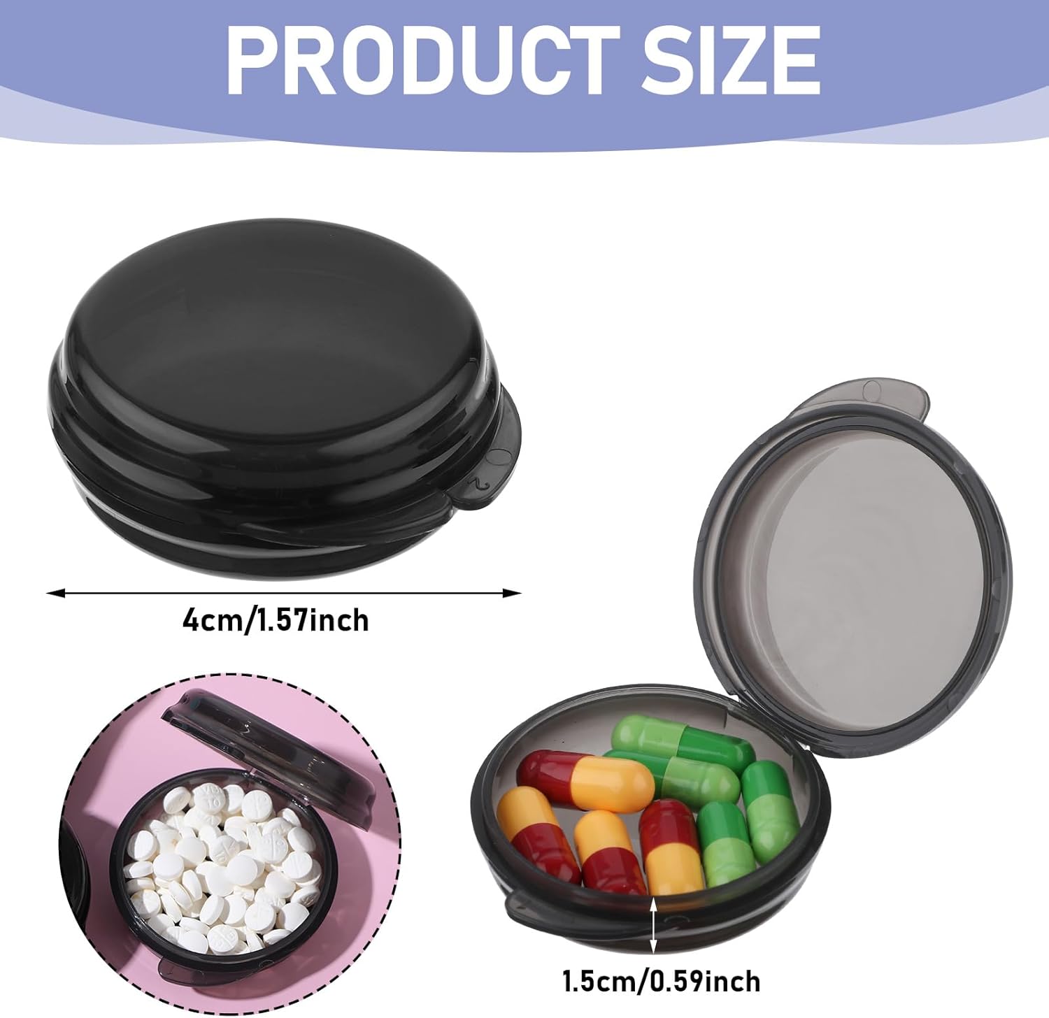Pastillero pequeño de 3 piezas, mini organizador de píldoras, contenedor de píldoras de viaje portátil, pastillero diario, medicina, vitamina,