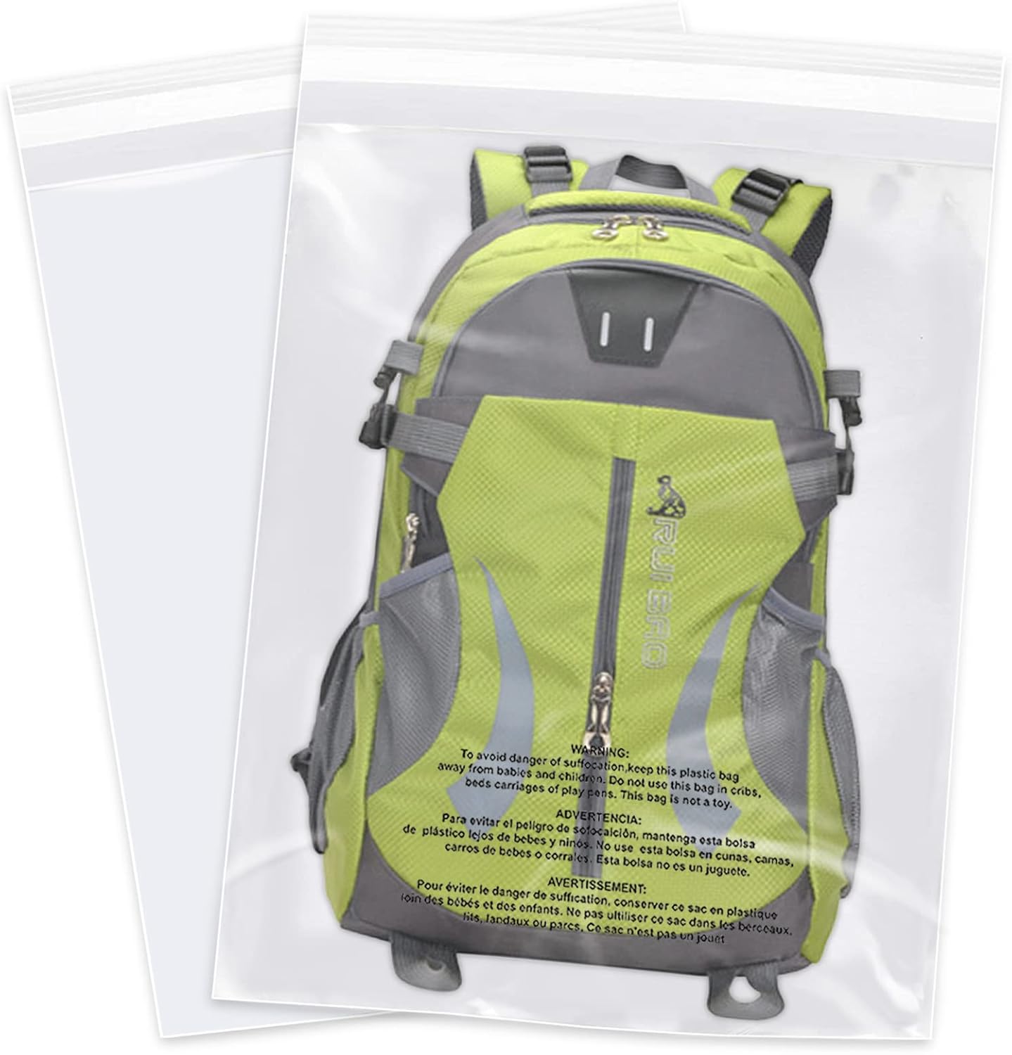 Bolsas de polietileno transparente autosellantes de 18 x 24 pulgadas (100 unidades) con advertencia de asfixia para embalaje, camisetas y Logística