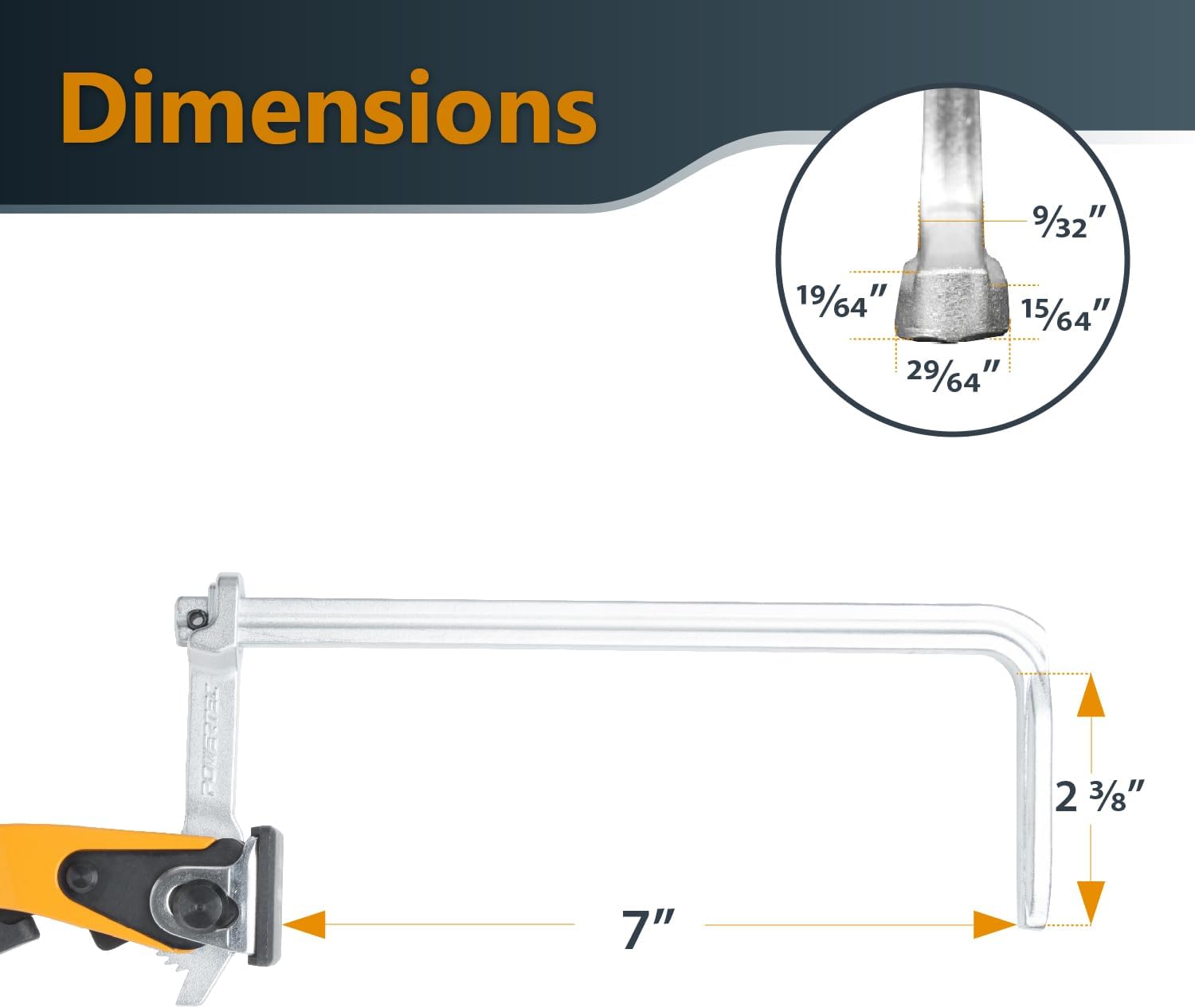 POWERTEC Abrazadera de mesa de trinquete de liberación rápida 71542V para MFT y sistema de riel guía, capacidad de 7 pulgadas (7.008 in) x 2-38