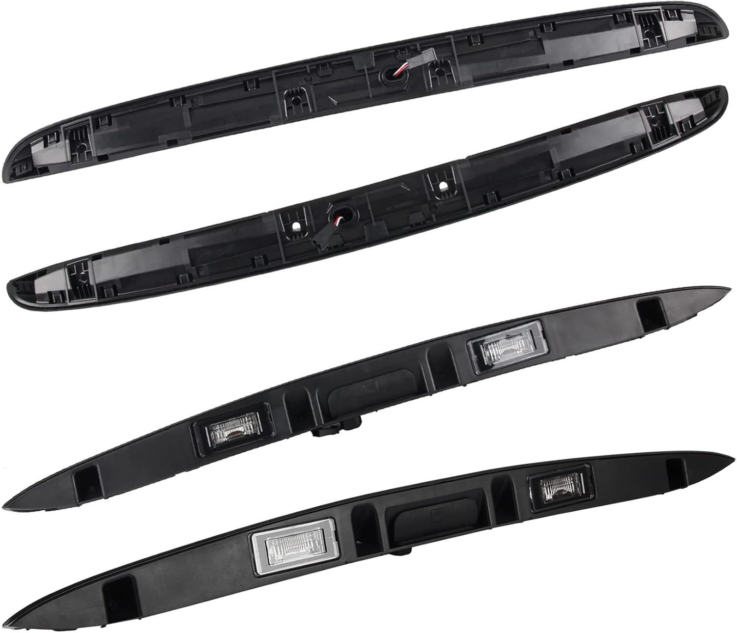 DOCAS Manija de escotilla trasera del maletero con lámpara, tapa negra para portón trasero, manija de liberación de la puerta trasera compatible con