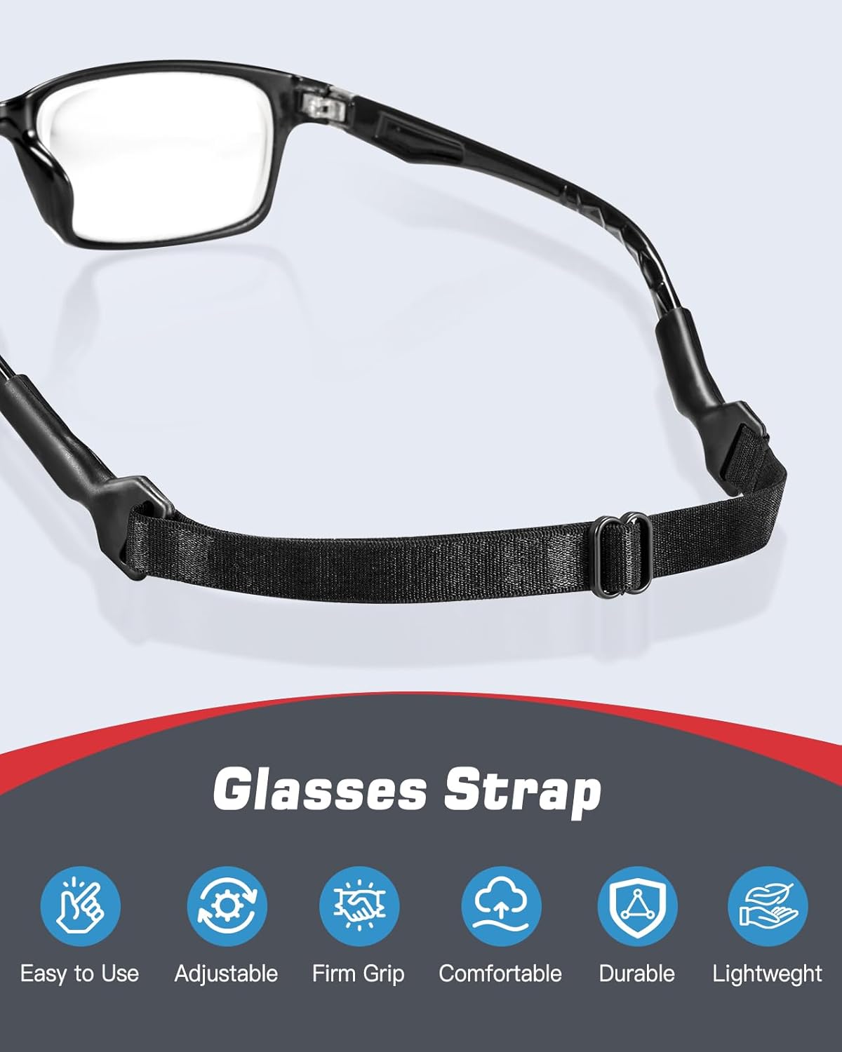 Vastar Correas para lentes  6 piezas de retenedor ajustable para gafas, correa de gafas de sol sin cola, correas de soporte para gafas para hombres,