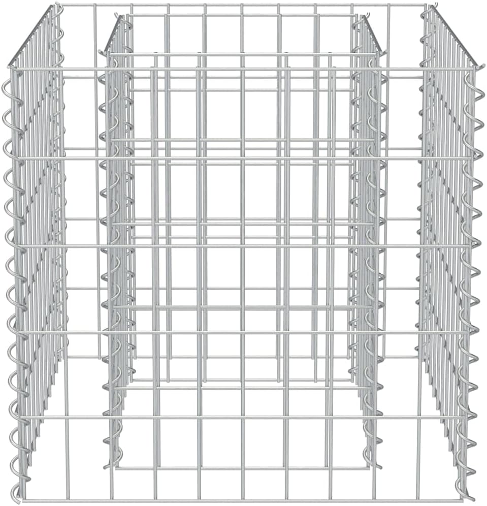 vidaXL Gabion Macetero de acero galvanizado, 19,7 x 19,7 x 19,7 pulgadas.