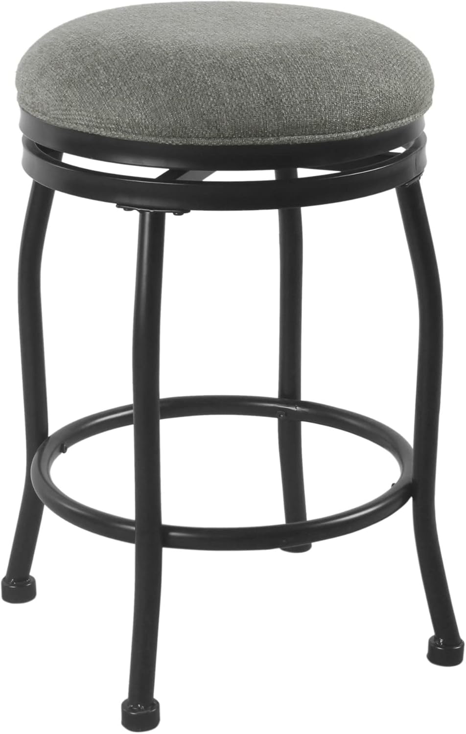 Benjara Taburete de metal con asiento acolchado de tela giratoria, gris y negro