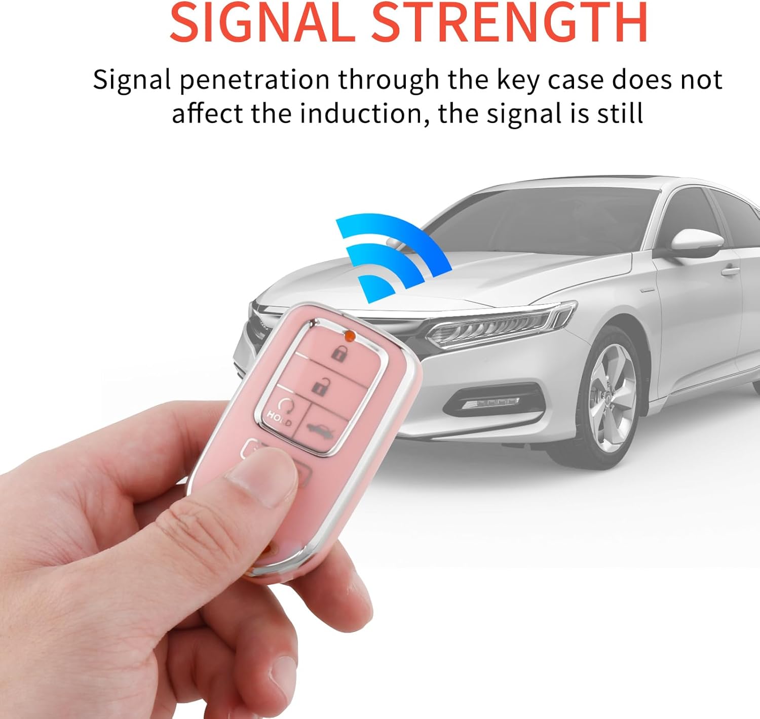 Funda de llavero rosa para Honda, funda de TPU suave con llavero brillante para Honda Accord Civic CRV Pilot Odyssey Smart Key Holder