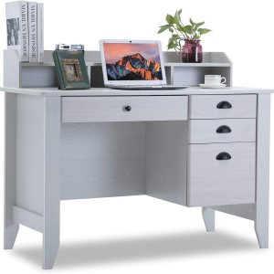 Escritorio blanco con cajones y gabinete, pequeño escritorio blanco con estante de almacenamiento, escritorio de computadora con cajón de archivos, Escritorio blanco con cajones y gabinete, pequeño escritorio blanco con estante de almacenamiento, escritorio de computadora con cajón de archivos,