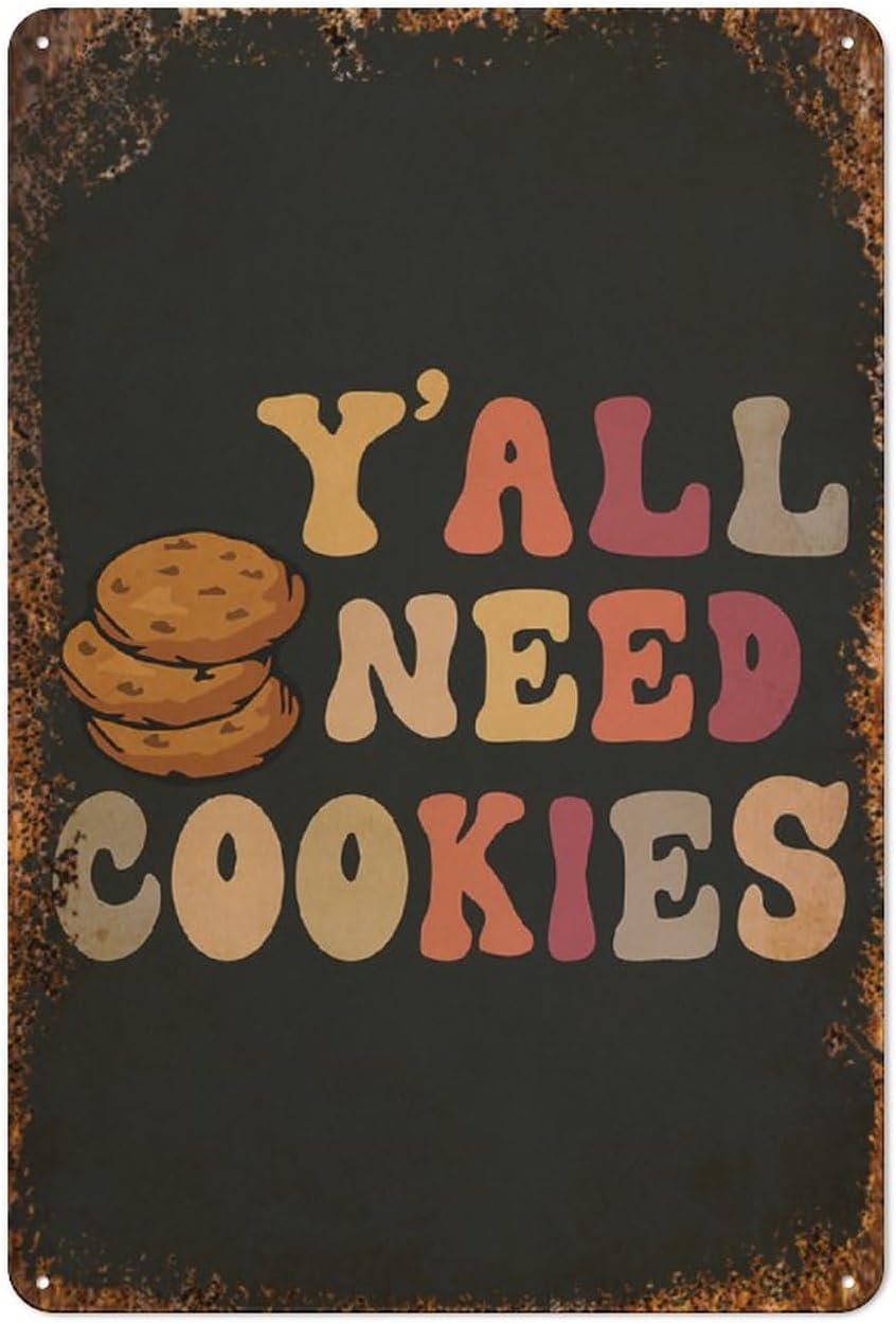 Y’ALL NECESITA COOKIES, divertida decoración artística de pared de cocina, arte de pared de galletas, arte de pared de cocina, logotipo de lata de