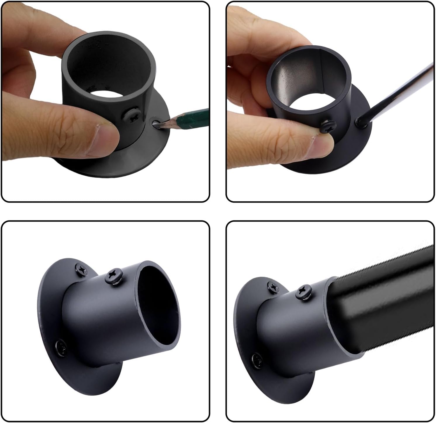 Soporte para barra de armario, paquete de 6 soportes resistentes para barra de armario con tornillos, soporte de acero inoxidable para barra de