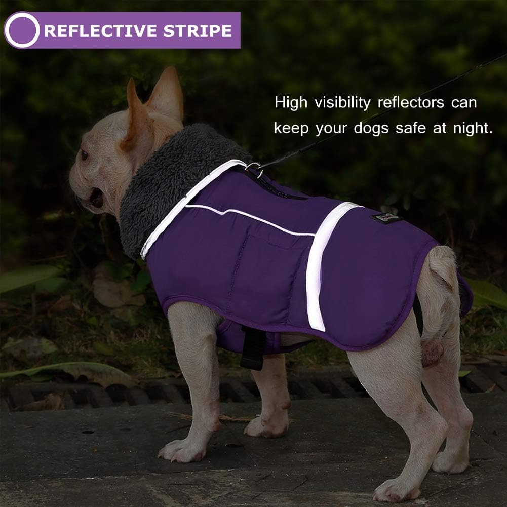 Abrigo de perro cálido reflectante chaqueta de invierno, impermeable a prueba de viento para perros fríos, forro polar grueso para mascotas, chaleco