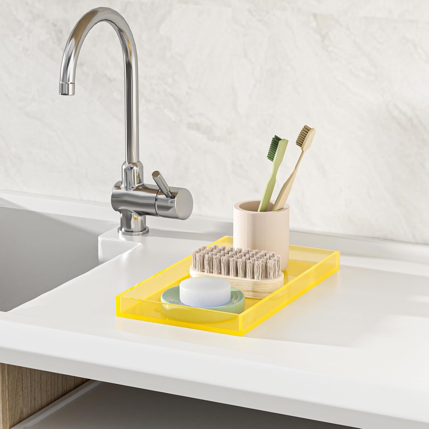 Bandeja de tocador de acrílico, bandeja decorativa para baño, perfume, joyería, bandeja de maquillaje para aparadores, organizador de escritorio