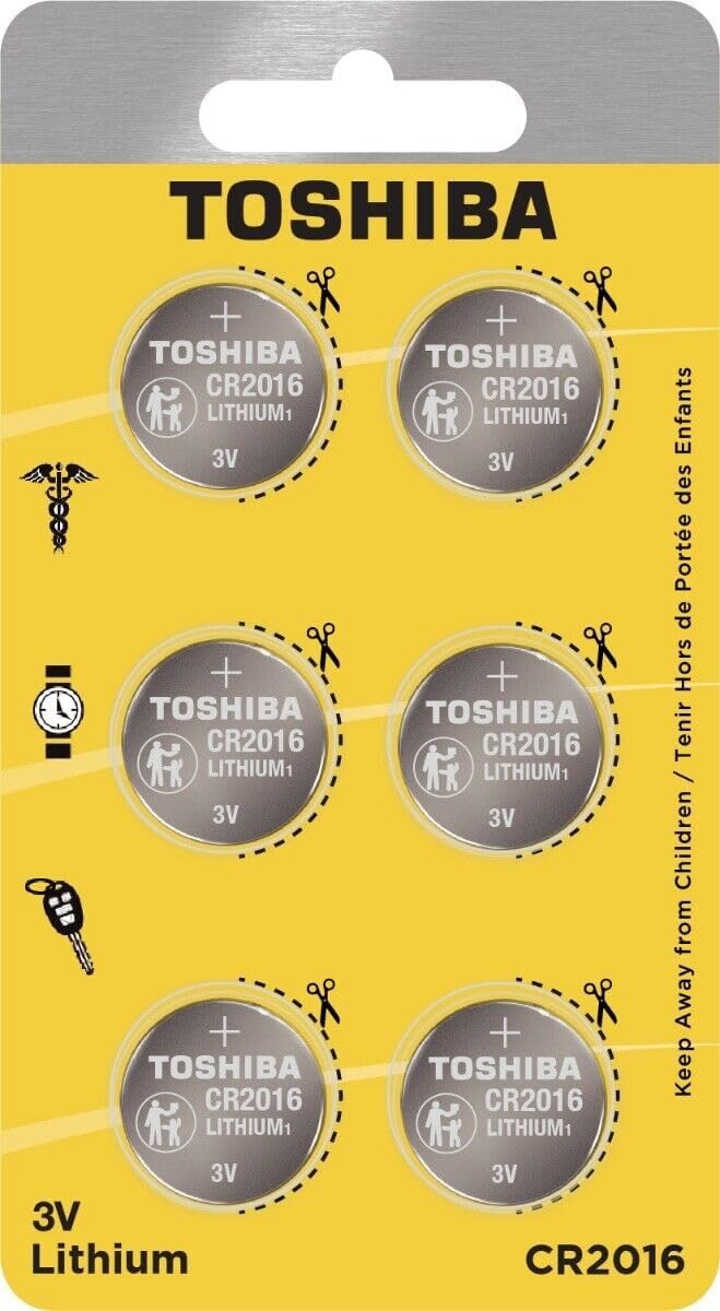 Toshiba CR2016 – Paquete de ampolla resistente a los niños (6 baterías)