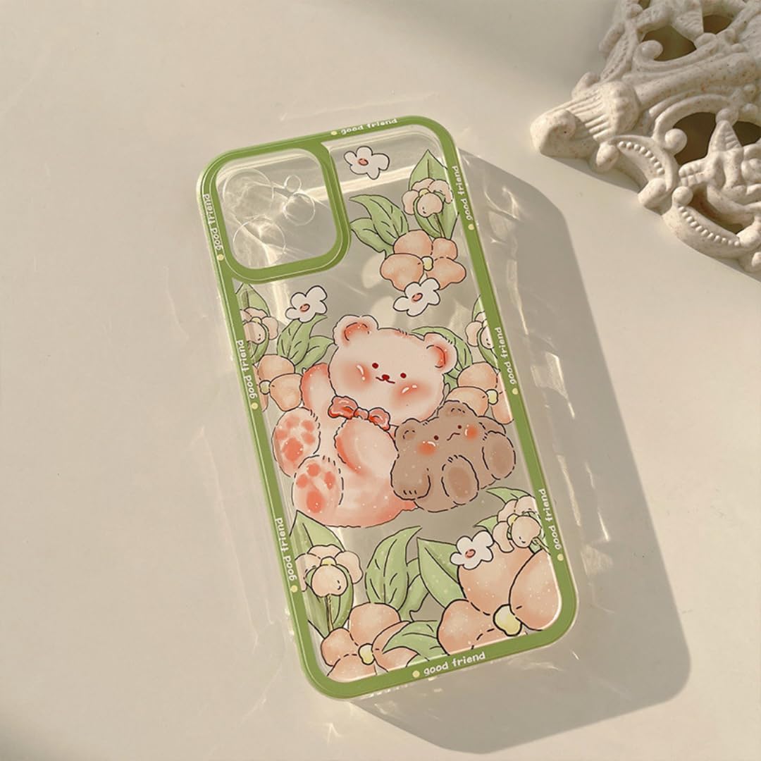 Compatible con iPhone 14 Pro Max (6.7 pulgadas)  Funda de silicona TPU Retro Garden Bears para iPhone 14 Pro Max  Funda protectora suave y suave a