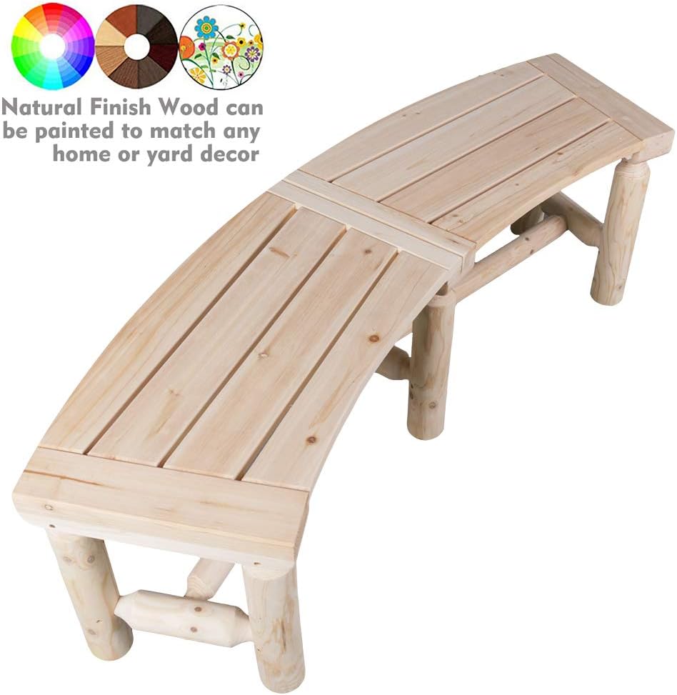 Banco curvado de madera para exteriores, estilo rústico, madera de cedroabeto, para patio, jardín, terraza y patio trasero, 40-55 pulgadas de ancho
