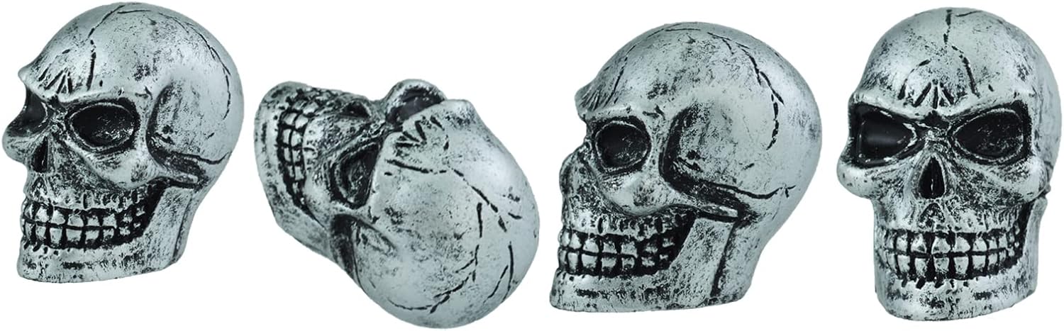 Tapas de llanta de neumático de automóvil con diseño de calavera para la mayoría de vehículos, bicicletas, motocicletas, color plateado