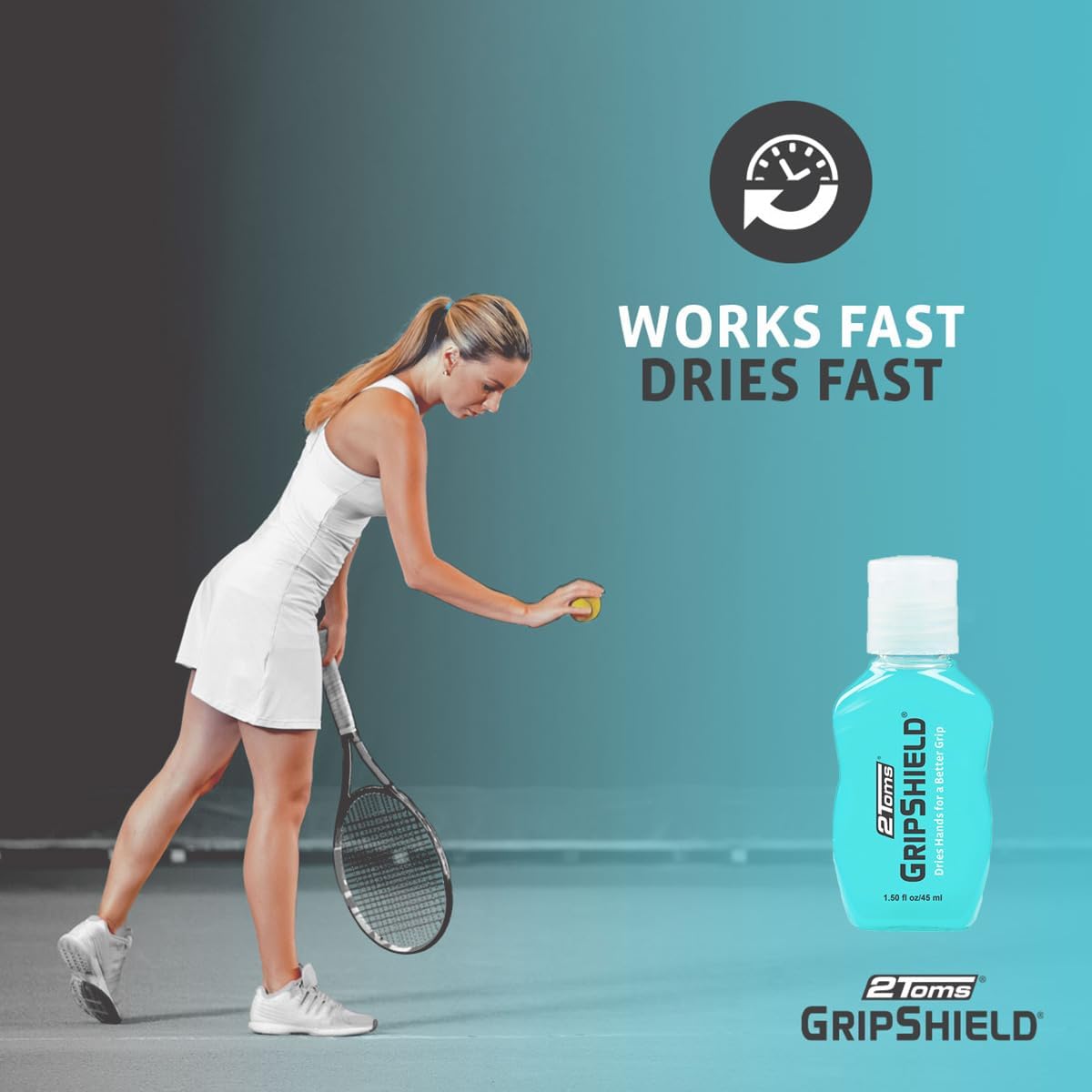 2Toms GripShield, tiza líquida, potenciador de agarre para manos sudorosas, mantiene las manos secas, 1.5 onzas, 3 botellas