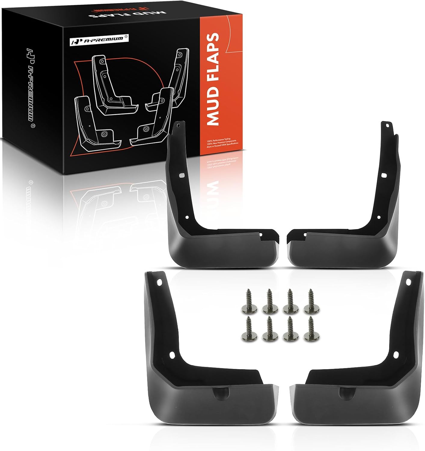 A-Premium Juego de 4 unidades de guardabarros con kit de accesorios compatibles con Hyundai Sonata, 2018-2019, sedán, color negro, delantero y