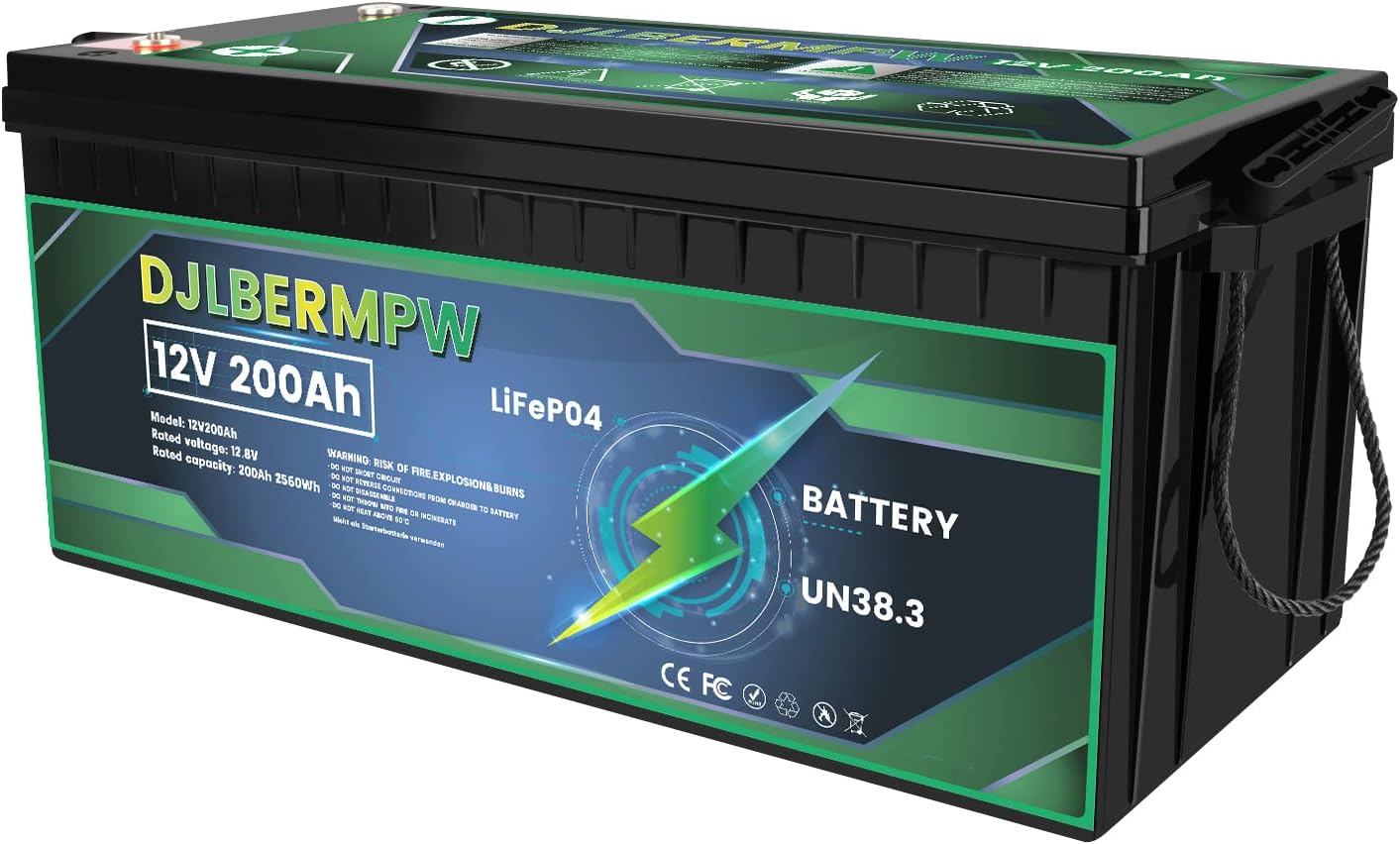 Batería de litio de 12V 200Ah 2560W Power LiFePO4 Baterías integradas 200A BMS 4000-15000 batería recargable de fosfato de hierro y litio de ciclo