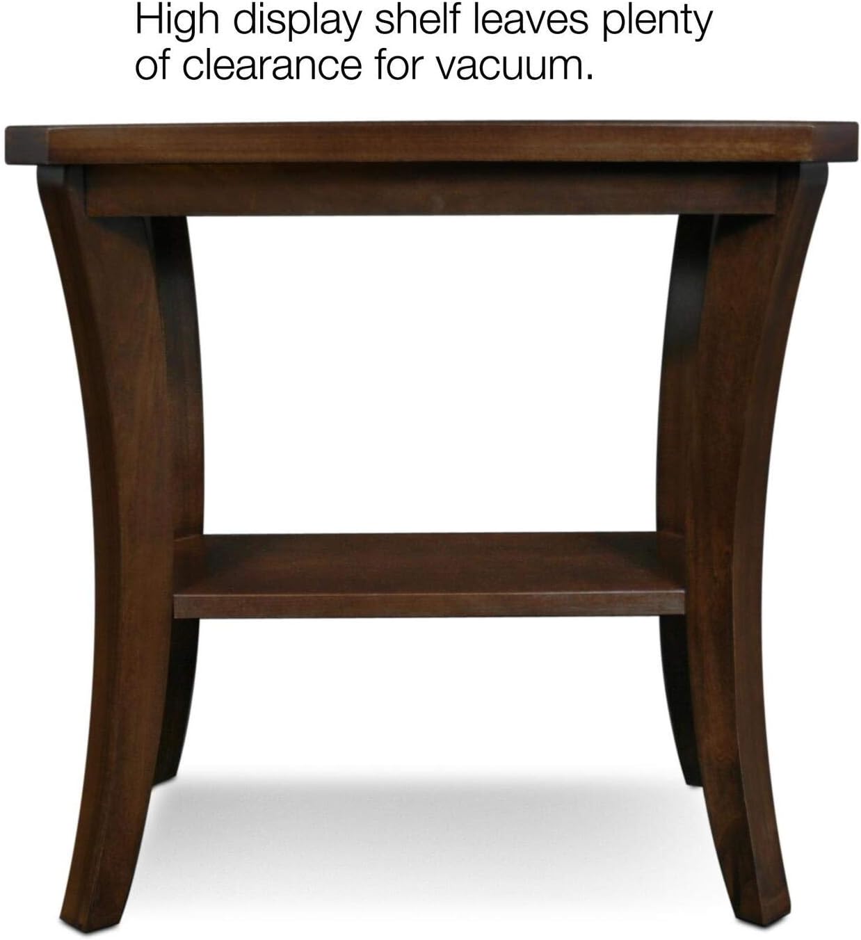 Boa Mesa auxiliar estrecha de madera maciza con estante, marrón cereza chocolate, perfecta para salas de estar, dormitorios y espacios pequeños –