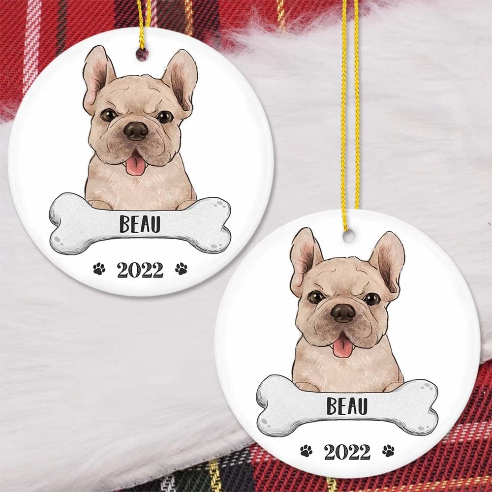 TheUnifury – Adornos personalizados para perro Bulldog francés para árbol de Navidad, regalos de bulldog francés para amantes del bulldog francés,