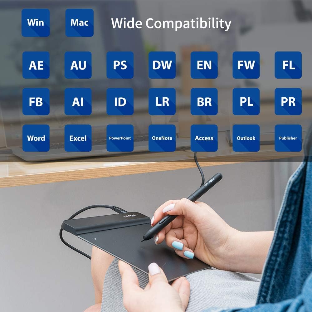 XP-PEN StarG640 – Tableta gráfica digital de 6 x 4 pulgadas, tableta ultrafina con 8192 niveles de lápiz capacitivo sin batería, compatible con