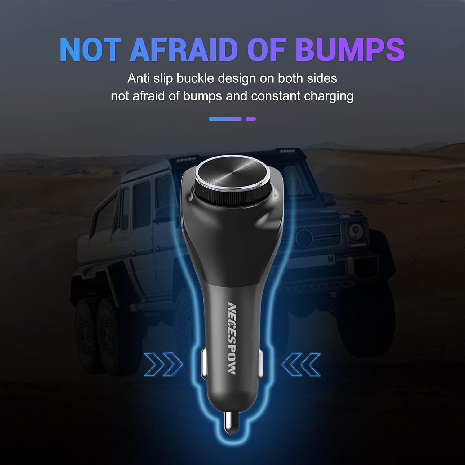 NECESPOW QC3.0 – Transmisor FM Bluetooth 5.0, cargador USB con cable AUX, adaptador de radio manos libres compatible con disco AUX y U, llamada