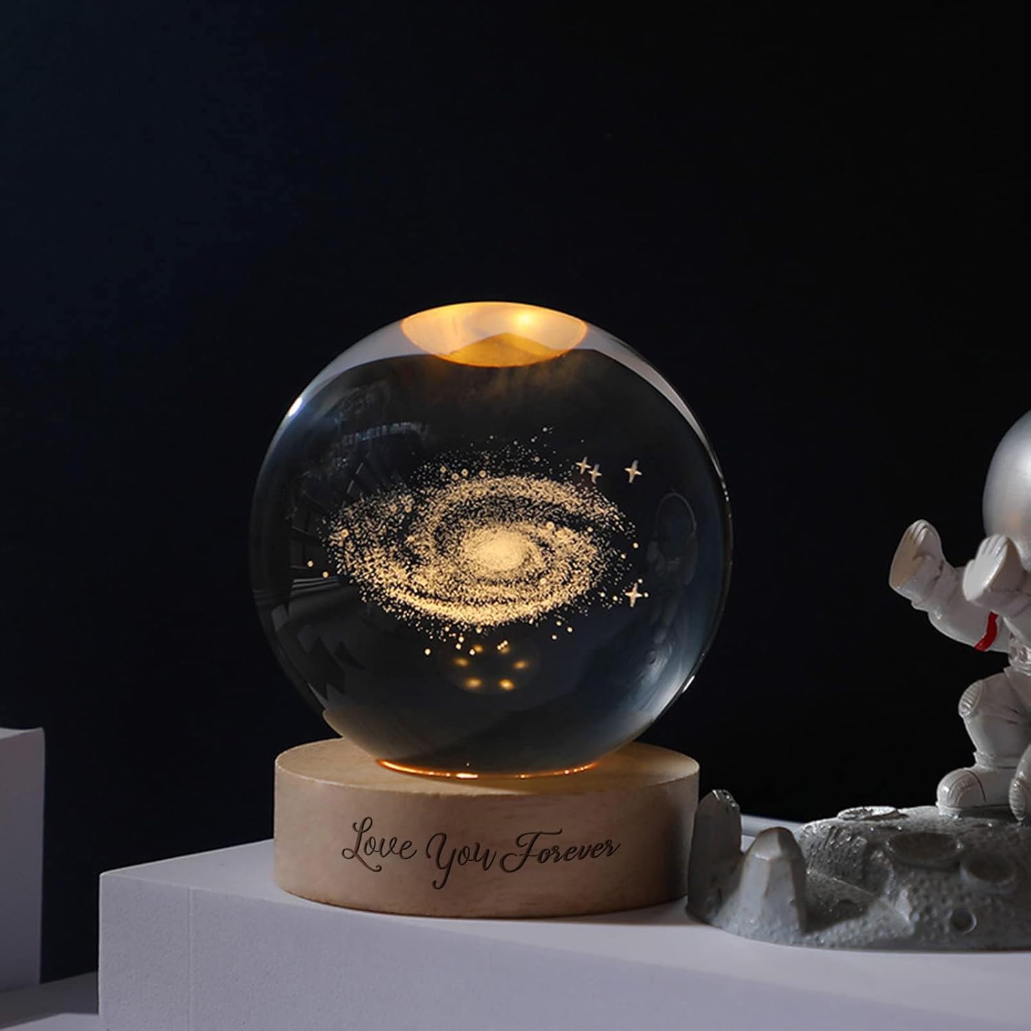 Regalos de cumpleaños para novia y novio, bola de galaxia 3D, bola de cristal eléctrica con lámpara de cristal, regalos de amor para esposa y