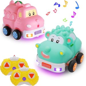 Juguetes para niñas a partir de 3 años de edad, autos a control remoto para niños pequeños, paquete de 2 autos RC de dibujos animados de 2.4GH con Juguetes para niñas a partir de 3 años de edad, autos a control remoto para niños pequeños, paquete de 2 autos RC de dibujos animados de 2.4GH con