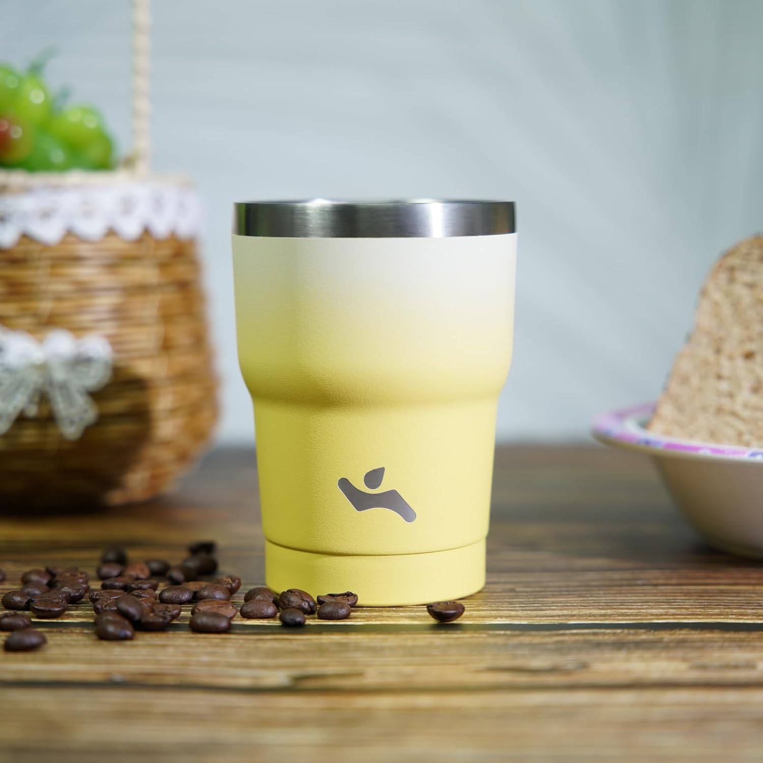 Vaso de 10 onzas con asa y 2 pajillas, 2 tapas, botella de agua aislada de acero inoxidable al vacío, taza reutilizable para viaje, Sakura