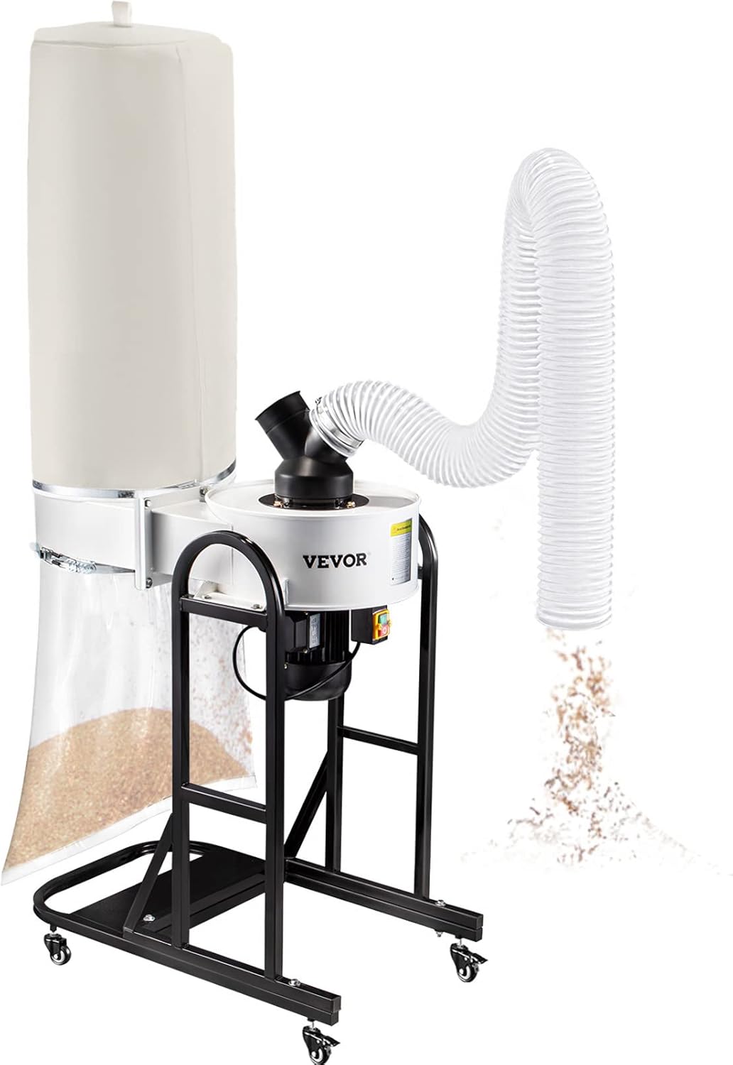 VEVOR Colector de polvo de 1.5 HP, colector de polvo de vórtice portátil de 647 CFM, colector de polvo para carpintería con bolsa de recolección de