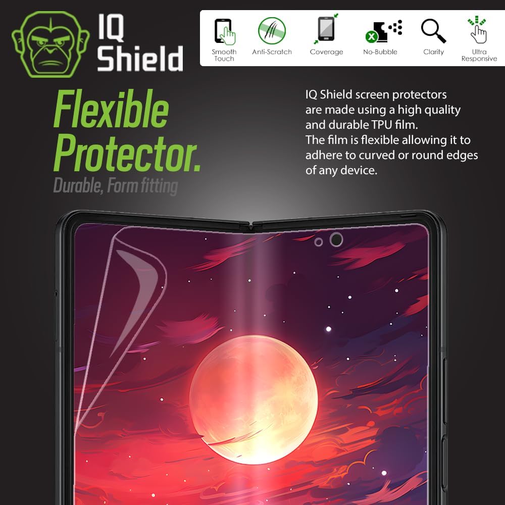 IQShield Protector de pantalla compatible con Samsung Galaxy Z Fold 3 (paquete de 2) película de TPU transparente antiburbujas