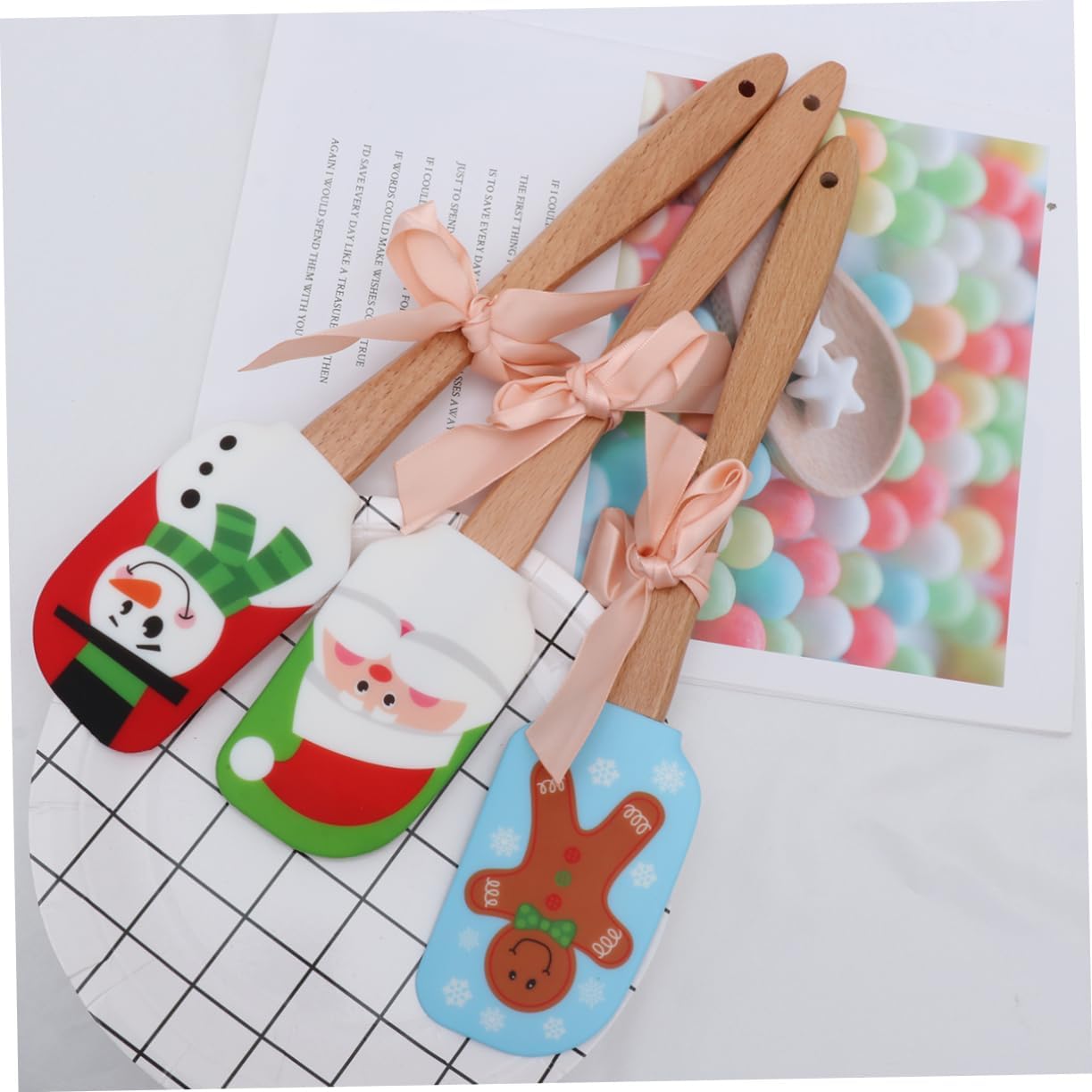 ABOOFAN 9 Pcs Christmas Silicone Spatula Espatulas De Reposteria Butter Scraper for Restaurant Cake Spatula for Bakery Silicon Spatulas Kitchen