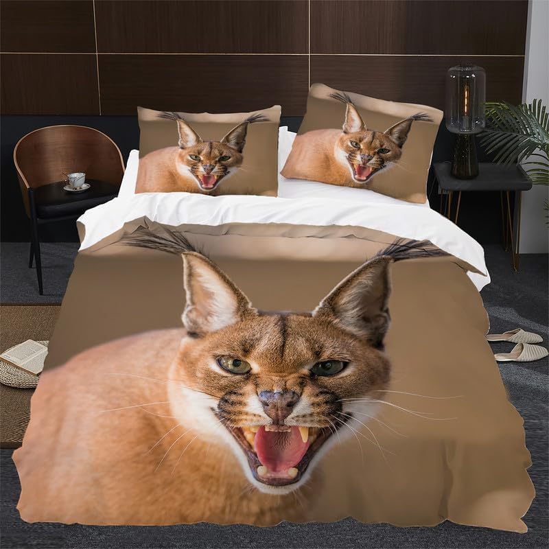 Juego de funda de edredón tamaño matrimonial con estampado de animales tamaño matrimonial, funda de edredón de microfibra suave y 2 fundas de