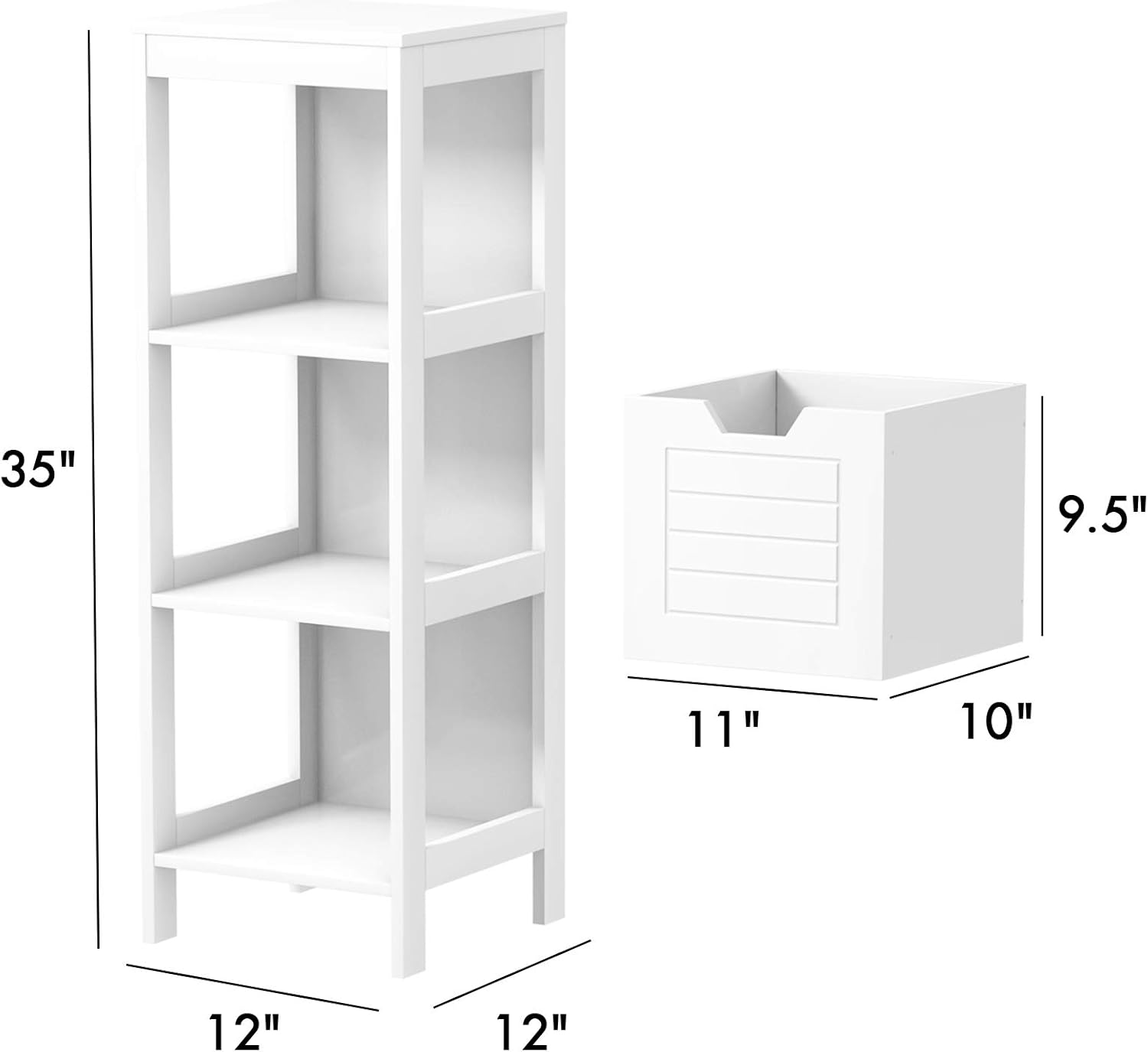 GLACER Armario de suelo de baño, armario de almacenamiento lateral de madera con dos cajones extraíbles para almacenamiento flexible, adecuado para