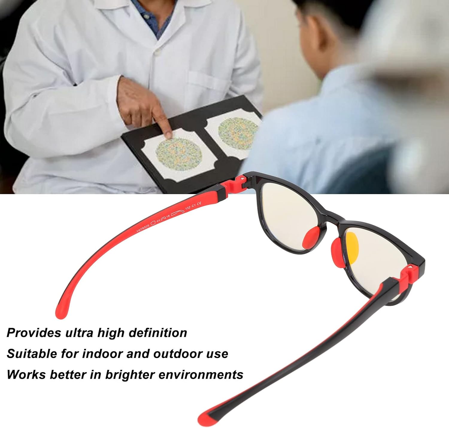 Yinhing Lentes daltónicos para niños, mejoran la percepción del color, gafas portátiles para trastornos de la visión del color, gafas daltónicas