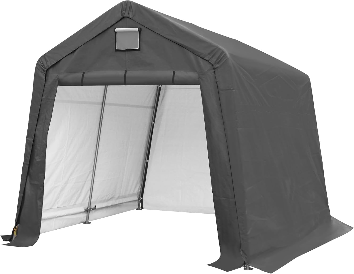 Raysfung Cobertizo de almacenamiento al aire libre de 10 x 10 pies, cobertizo de almacenamiento portátil resistente con puerta enrollable con