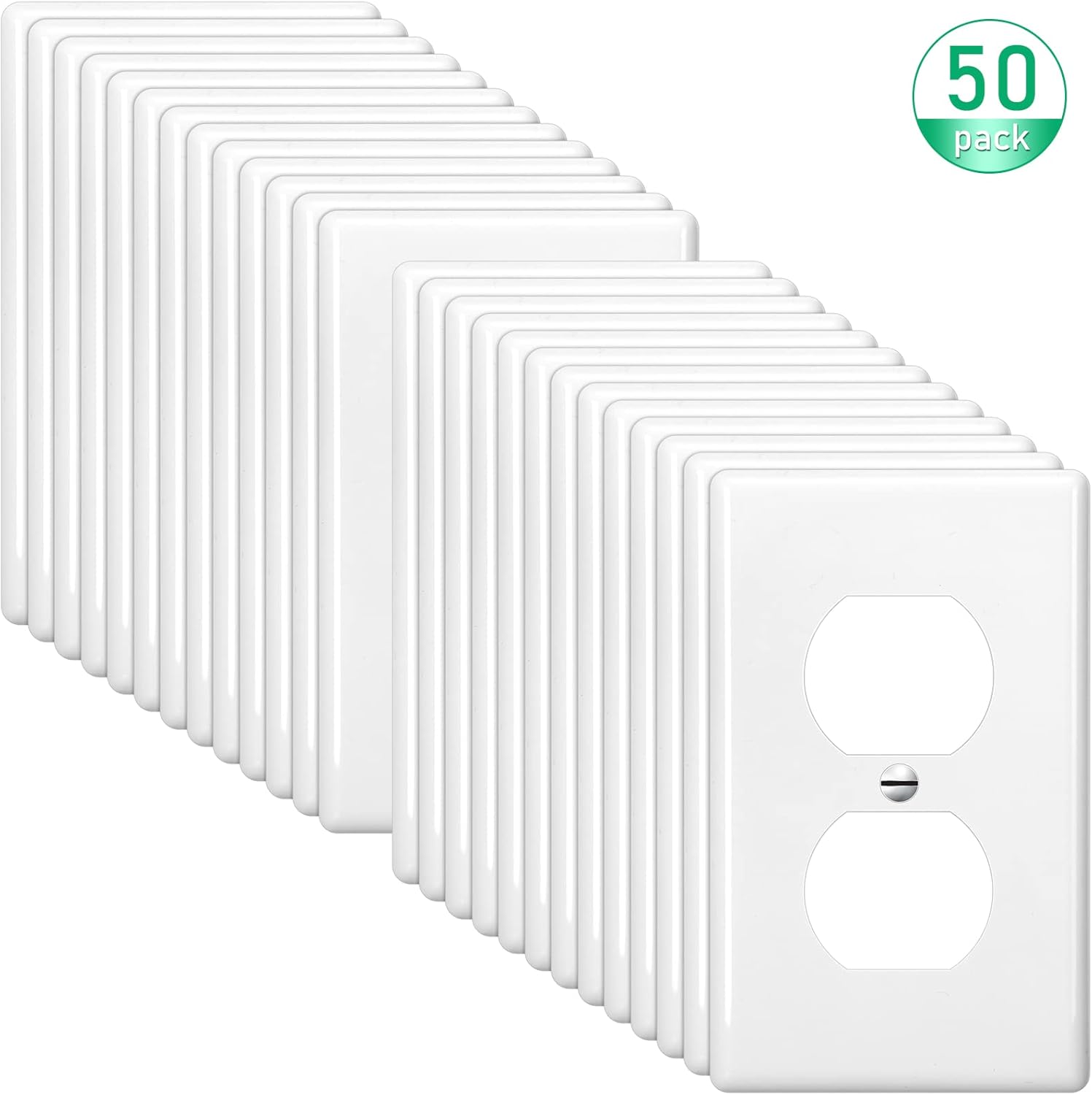 Hoteam Juego de 50 placas de pared dúplex, cubierta de toma de corriente eléctrica de 4.50 x 2.76 pulgadas, tamaño estándar para el hogar, 2 bandas,