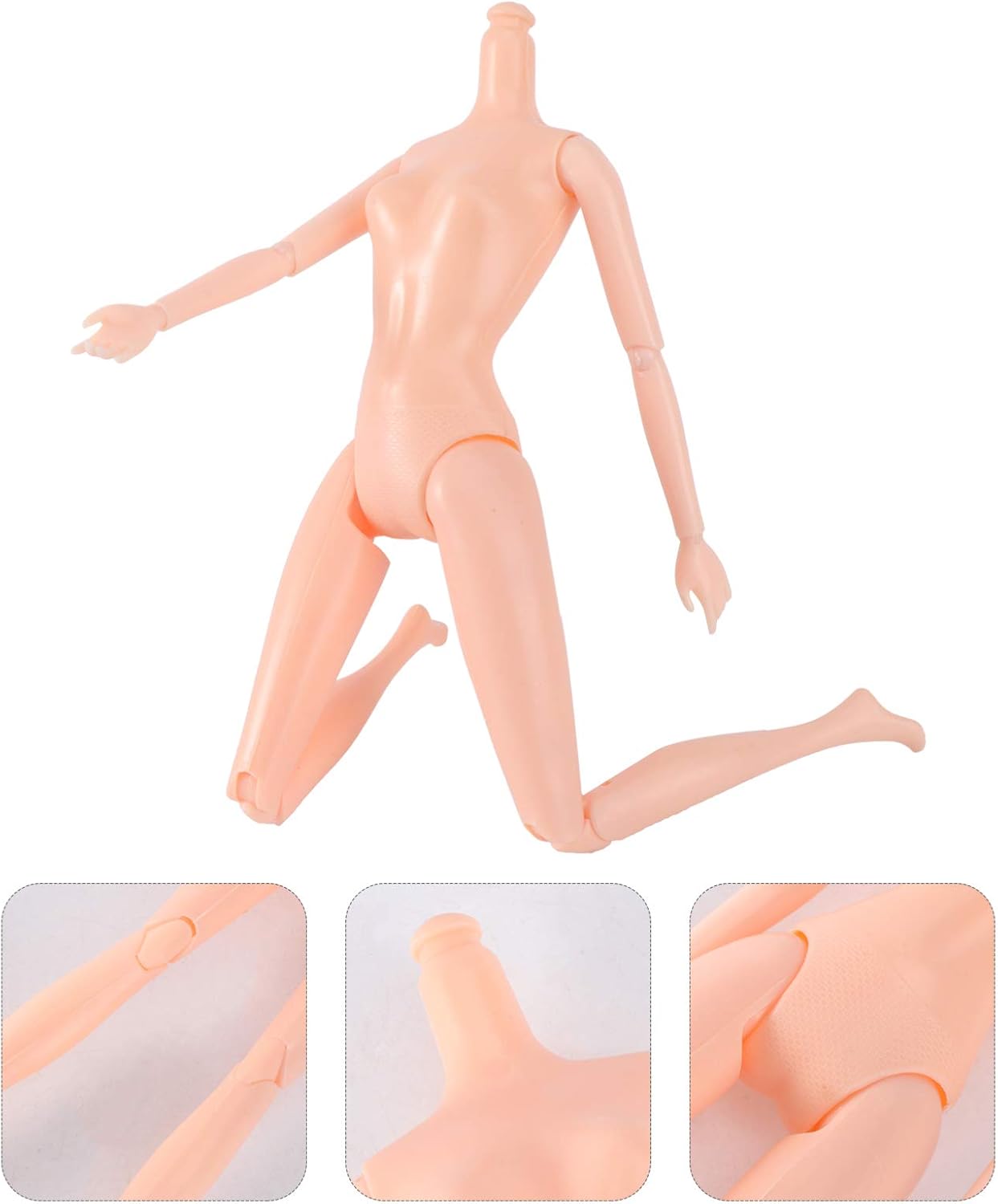 HEALLILY Cuerpo de muñeca de rompecabezas, 3 piezas, cuerpo de muñeca de plástico desnudo, cuerpo de muñeca desnuda, muñeca de bricolaje, muñeca