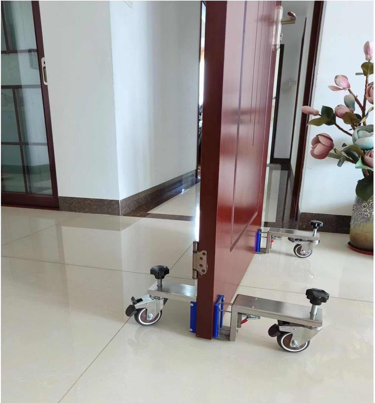 Herramienta de instalación de puerta pesada, plataforma elevadora para 1″ a 2-12″ pre-colgada, losa, puertas de granero y puerta delantera, kit de