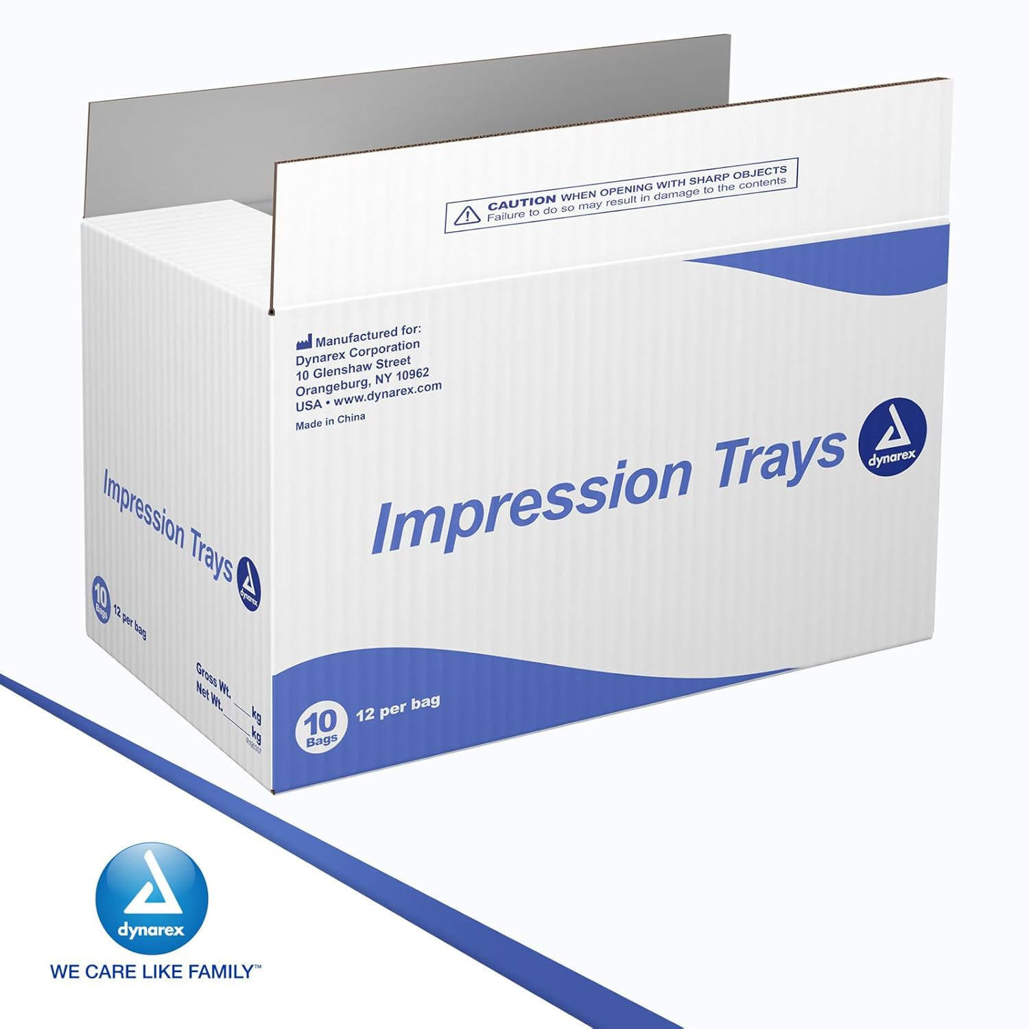 Dynarex Bandejas de impresión dental  Bandeja dental perforada, asas ergonómicas, sin látex de goma natural, tamaño superior mediano No. 3-12 piezas