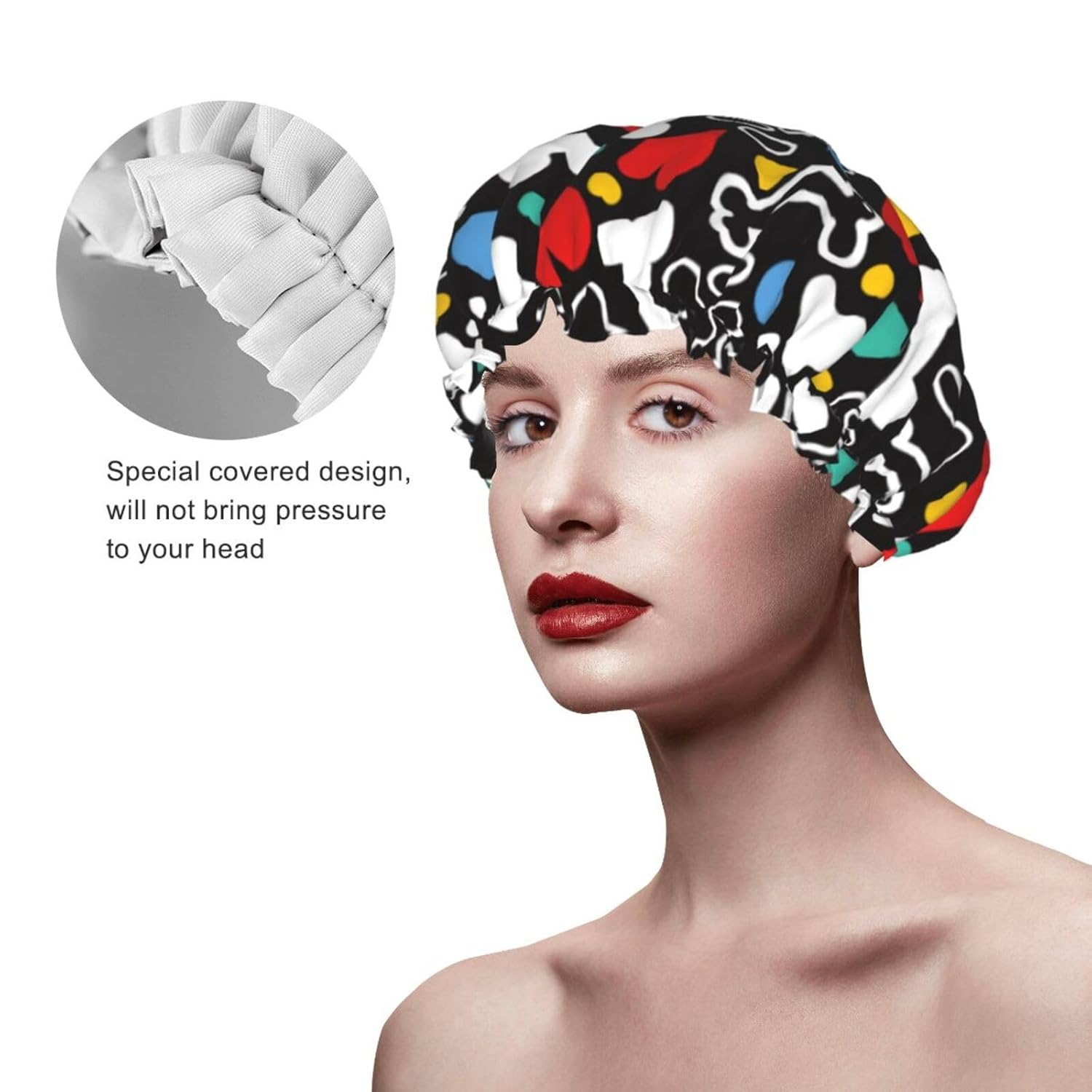 Love Heart Paw Shower Cap Reusable Waterproof,Shower Caps For Women With Double Hair Caps,Bathing Cap Hair Cap For Shower