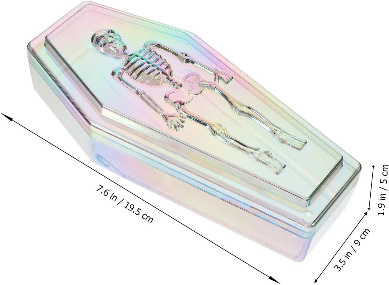 INOOMP Caja de dulces de ataúd de Halloween, caja de joyería transparente con tapa, decoración gótica del hogar para fiesta