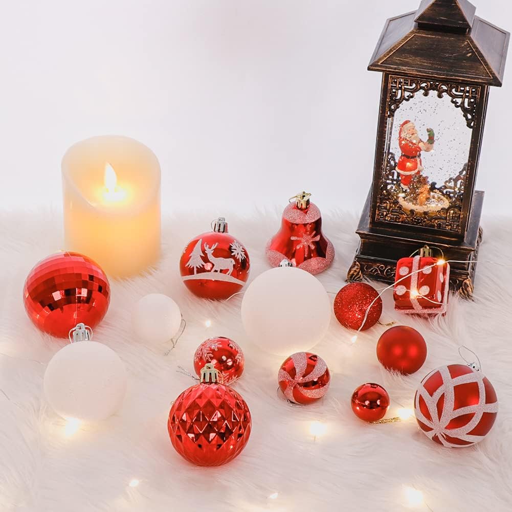OurWarm 105 adornos de bolas de Navidad, juegos de adornos de Navidad inastillables para decoración de árbol de Navidad, vacaciones, hogar,
